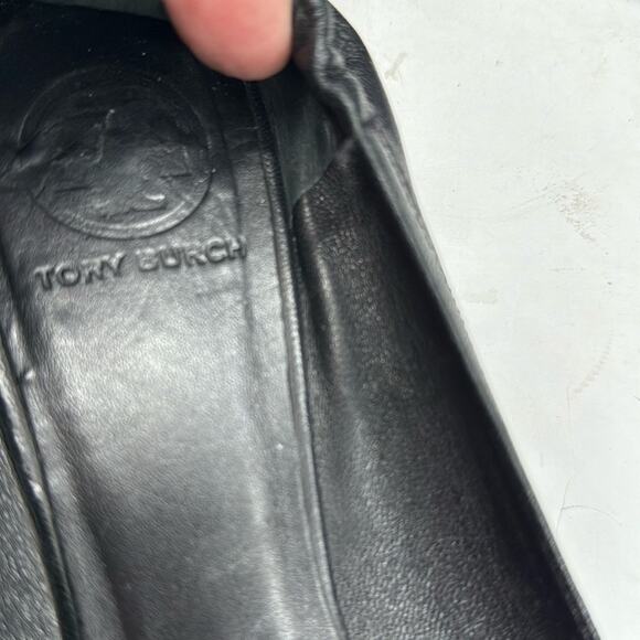 TORY BURCH Classic Reva Gold Metal Logo Black Ballet Flats S-327 SZ 8.5 - Picture 8 of 9